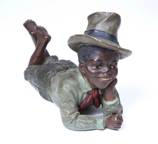 Austrian Polychromed Terracotta Figure of a Young Boy Wearing a Hat, 19th Century