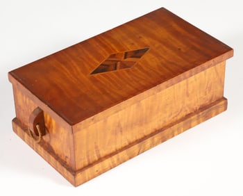 Vintage Miniature Figured Maple Sea Chest with Becket Handles