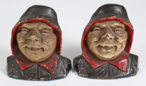 Pair of Vintage Painted Cast Iron Fishermen Bookends