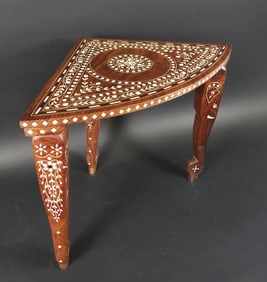 Diamond Cut Bone Inlaid Corner Side Table
