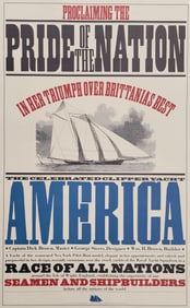 1851 America’s Cup Winner Clipper Yacht America Broadside Poster