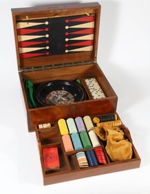 Vintage Lift Top Game Box with all the Accoutrements