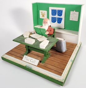 1990 Peter O’Mara Jr. Nantucket Folk Art Christmas Mail Call Diorama