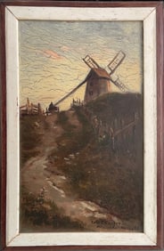 Colin Campbell Cooper (American 1856-1937) Oil on Wood Panel "Nantucket's Old Mill"