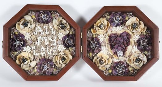 Folk Art Hand Crafted Double Sailor's Valentine "All My Love"