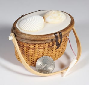 Miniature Oval Covered Nantucket Basket