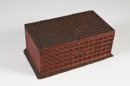 Antique Arts and Crafts Chip Carved Box