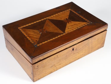 Antique "Hour Glass" Inlaid Mahogany Lap Desk, 19th Century