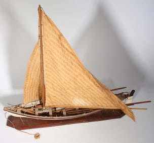 Vintage Longboat Model with Partial Equipment