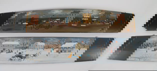 Two Hand Painted Barrel Staves by Jean Colquhoun