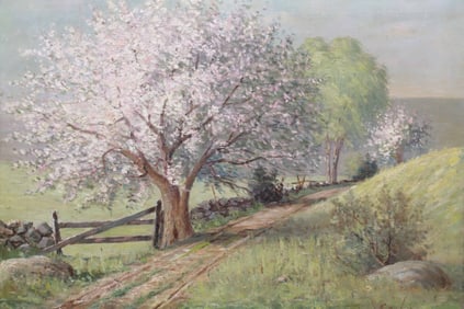 E. G. Hapgood Oil on Canvas "Blooming Cherry Tree", circa 1916