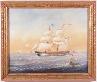 Frederick Tordoff Acrylic on Artist Board "Merchant Trading Brig Farmer"