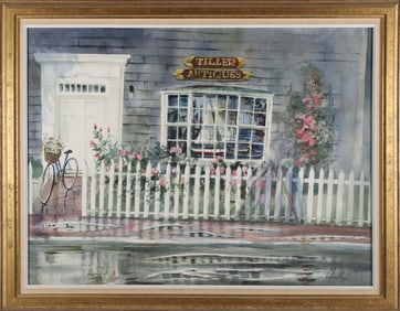 C. Robert Perrin Watercolor on Paper "Tiller Antiques Shop"