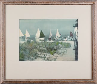 James Barker Hand Tinted Photograph "Rainbow Fleet, Nantucket", circa 1935