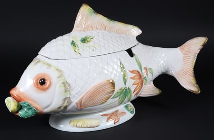 Italian Ceramic Fish Form Tureen and Cover