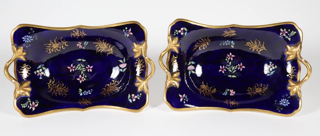 Pair Continental Porcelain Sweet Meat Dishes, 19th Century