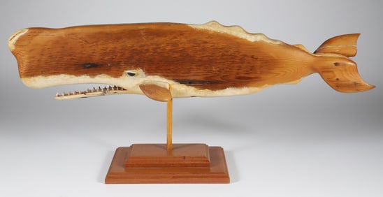 Nantucket Folk Art Full Bodied Sperm Whale "Lan O'Toole, Nantucket"