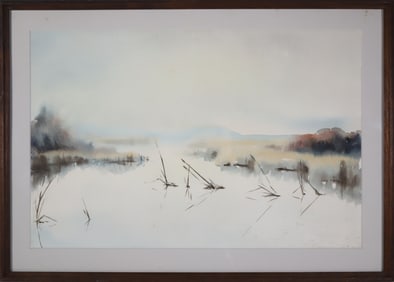 Doris and Richard Beer Nantucket Watercolor on Paper "Miacomet Pond"
