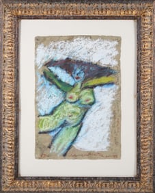 Carlos Dorrien "The Happy One" Oil Stick on Bark Paper