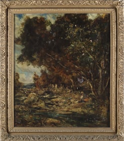 Joseph Vickers de Ville Oil on Canvas "The Angler", 19th Century