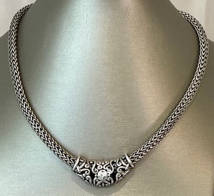 David Yurman Style Sterling Silver Cable Necklace
