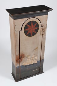 Vintage Hand Painted Phipps & Whynne Sailing Ship and Nautical Star Decorated Cupboard