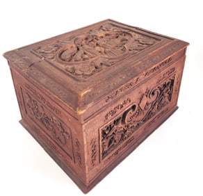 Antique Chinese Export Elaborately Carved Storage Box, 19th Century
