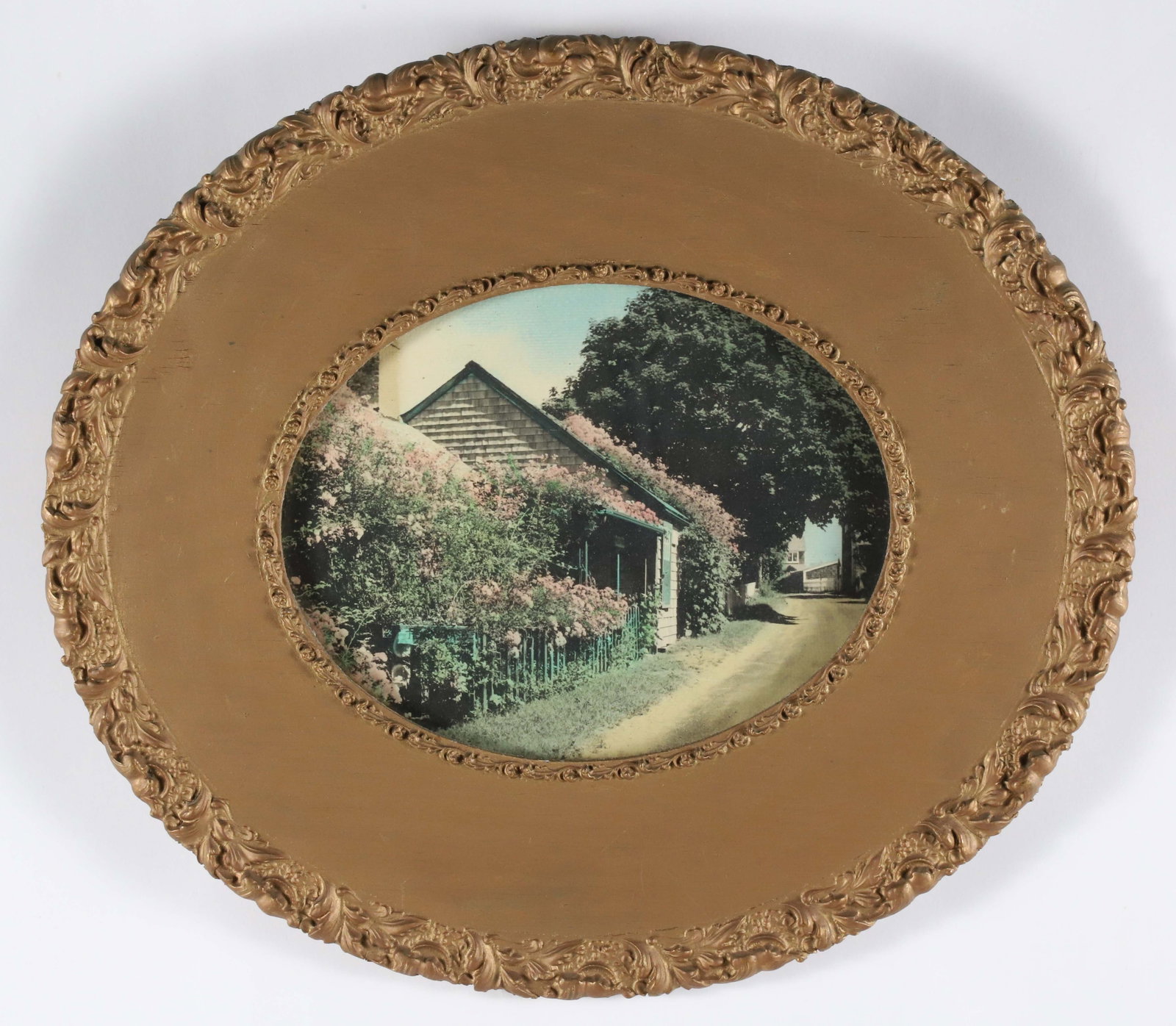 Vintage Nantucket Hand Colored Photograph "Siasconset Rose Covered Cottage" (1 of 4)