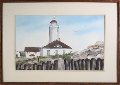 Rufus Salyer Watercolor on Paper "Point Wilson Lighthouse"