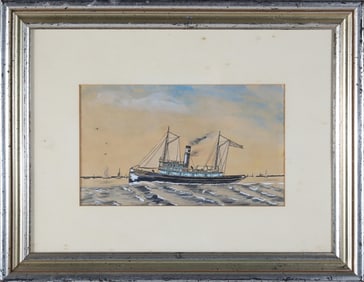 Watercolor Gouache "Portrait of the Steam Powered Tugboat Honeybrook"