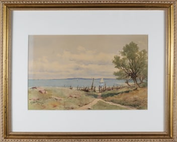 William Newton Bartholomew Watercolor on Paper, "Path to the Shore"