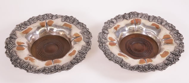 Pair of Antique Sheffield Silver Plated Wine Coasters