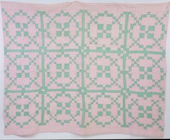 Vintage Pink and Green Patchwork Quilt