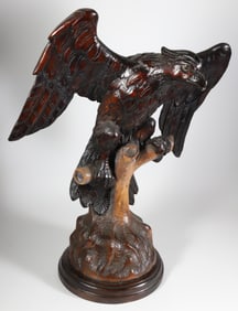 Carved Wood American Eagle Perched on a Tree Branch, 19th Century