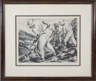 Irwin Hoffman Black and White Etching "Pastoral Puerto Rico"