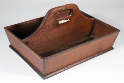 Whale Inlaid Dovetailed Wood Cutlery Tray, 19th Century