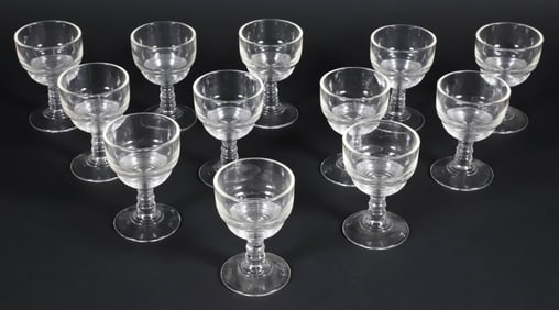 Set of Twelve Vintage Pressed Glass Cordials