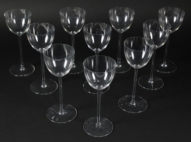 Set of Ten Baccarat Crystal Sherry Glasses