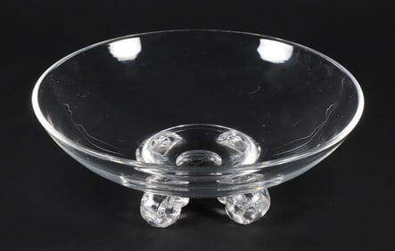 Signed Steuben Clear Crystal Footed Bowl