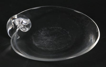 Signed Steuben Clear Crystal Canape Plate