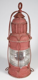 Vintage Red Painted Ship's Light
