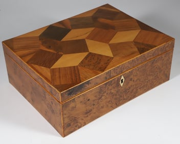 Bird's Eye Maple and Parquetry Inlaid Box, 19th Century