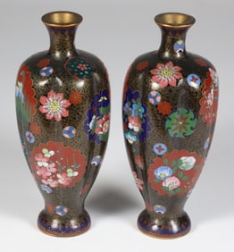 Fine Pair of Japanese Cloisonne Vases, 19th Century