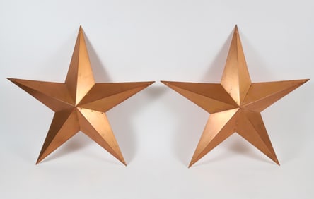 Pair of Signed Contemporary Copper Stars, circa 2005
