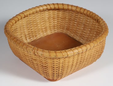 Cina Reyes Gibbs Small Square Nantucket Basket for Cocktail Napkins, circa 1974