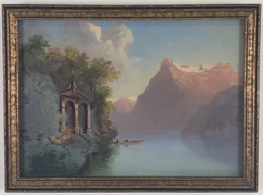 Antique River Landscape Painting
