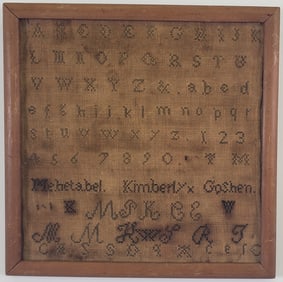 Antique School Girl Alphabet Needlepoint Sampler, 19th century
