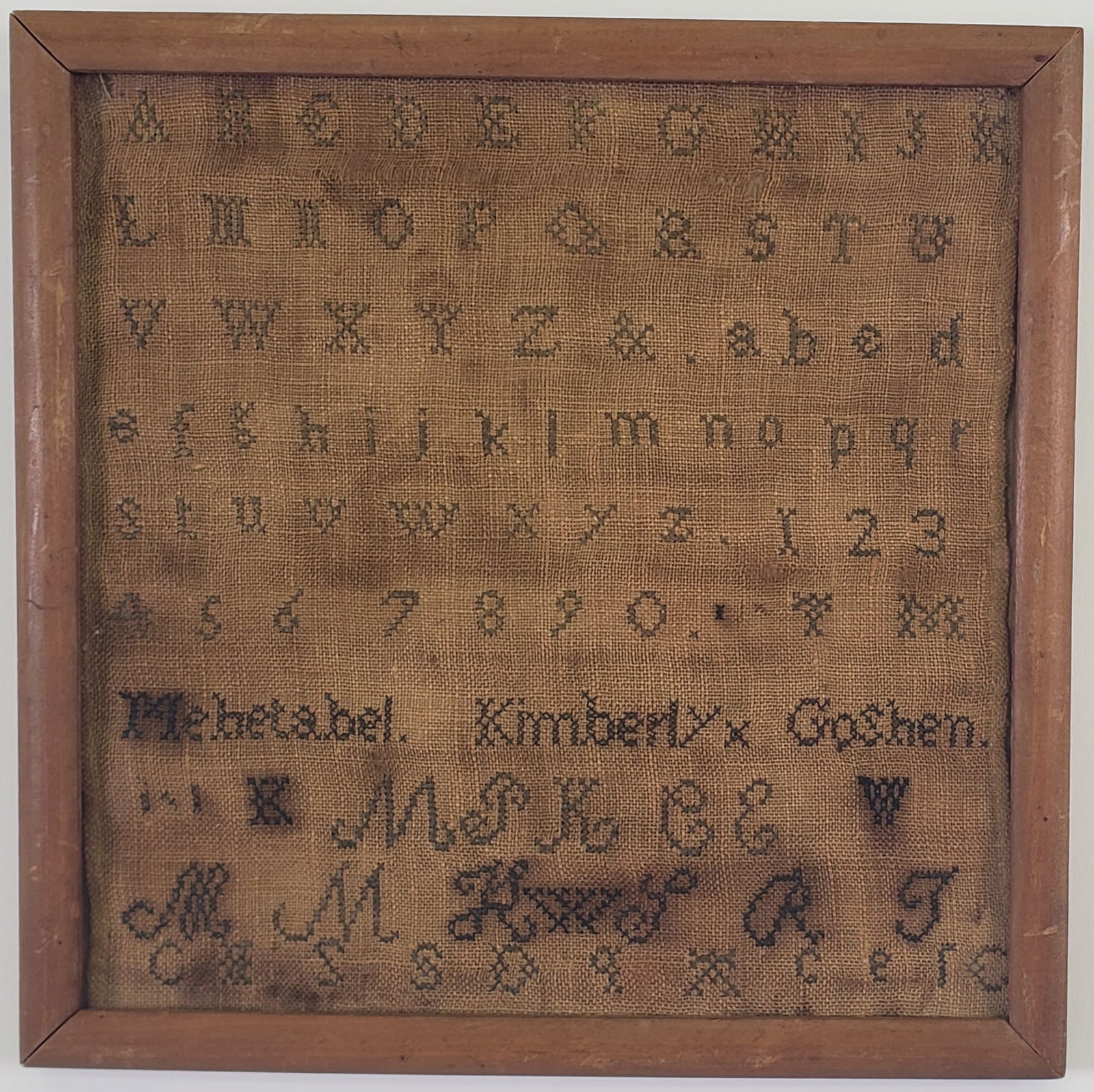 Antique School Girl Alphabet Needlepoint Sampler, 19th century (1 of 3)