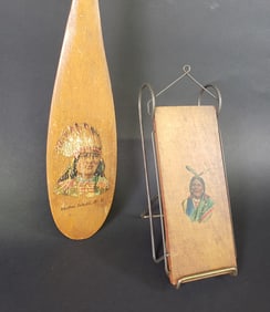 Vintage Adirondack Souvenir Canoe Paddle and Sled