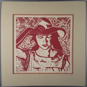 Vintage Mary White Limited Edition Woodblock Print, "April", circa 1977